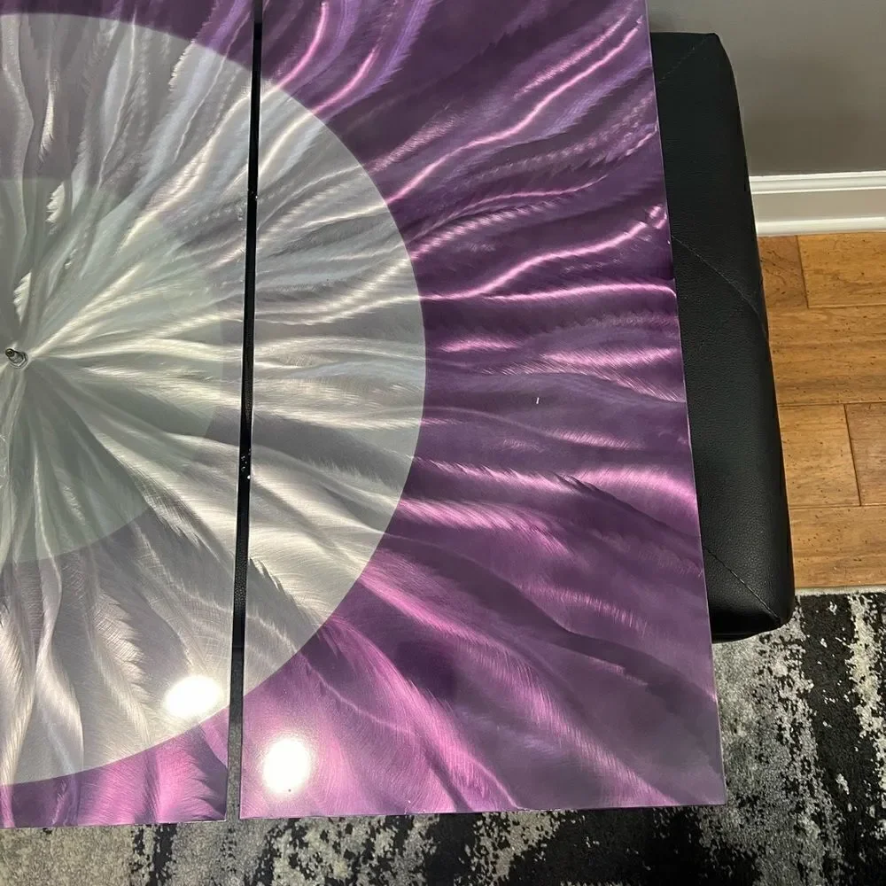 ⚡EVERYTHING MUST GO purple Functional Art Wall Clock - Metal Art 3 Panels Modern